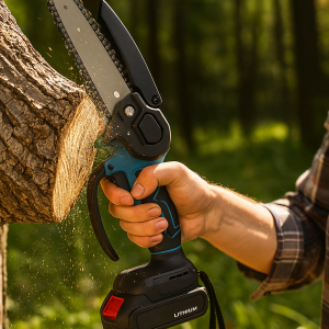68V akkumulátoros elektromos láncfűrész – dupla akkus, erős és könnyen kezelhető