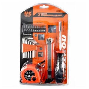 Praktikus Tartós 21 darabos otthoni szerszám készlet – csavarhúzó, imbuszkulcs, snitzer, mérőszalag