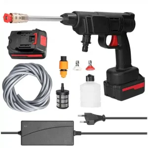 Autómosó pisztoly+2 db akkumulátorral- 120 liter/óra sebességgel, 5 méter hosszú csővel és 24Bar üzemi nyomással