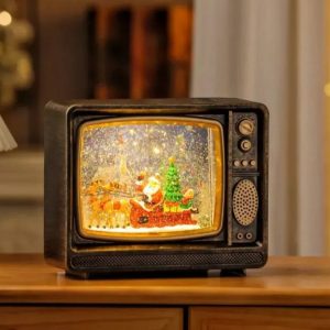 Karácsonyi TV lámpás zenélő Mikulással és hóesés effektussal