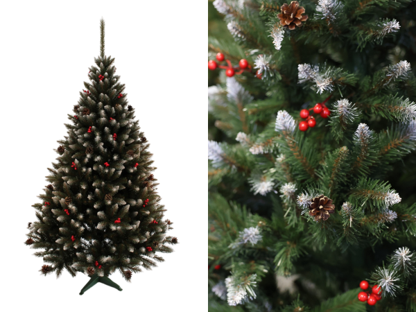 250cm-es havas 2D műfenyő piros berkenyebogyóval