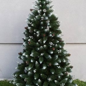 Fehér berkenyebogyós havas 2D műfenyő 220cm.