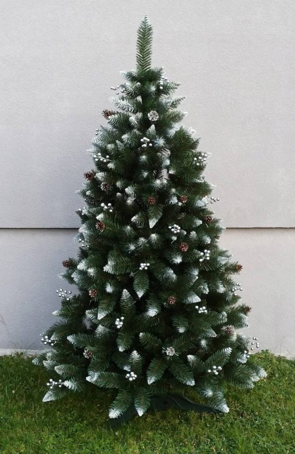 Fehér berkenyebogyós havas 2D műfenyő 220cm.